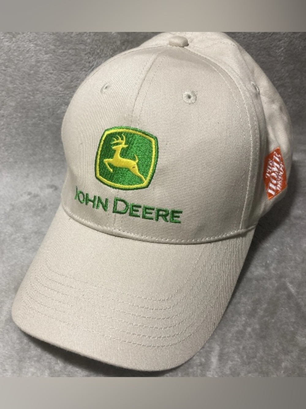 John Deere Licensed Home Depot Hat Mens One Size Beige Embroidered Ball Cap